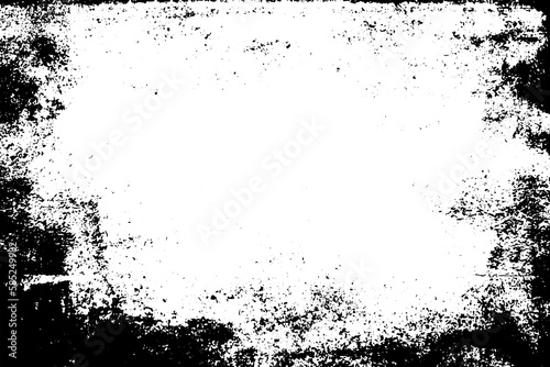 Grunge border texture background. Abstract frame overlay. PNG graphic illustration with transparent background.