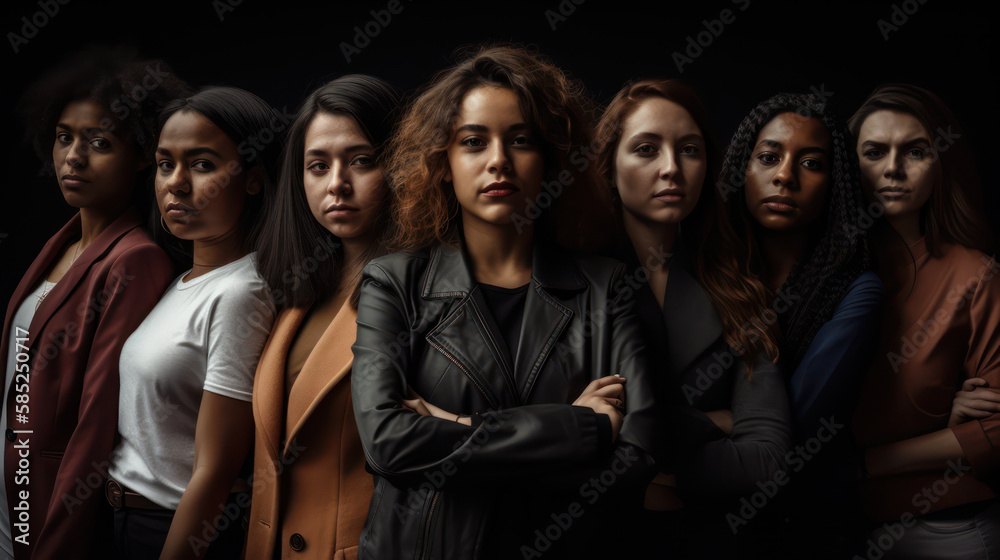 A fictional person, Girl Power, United in Strength: A Captivating Photo of Confident and Diverse Young Women, Generative AI A fictional person, Girl Power, United in Strength: A Captivating Photo of Confident and Diverse Young Women, Generative AI