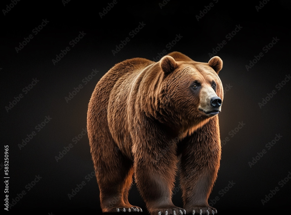 brown bear stands on its hind legs and the second looks at it on a white backgroundbrown bear isolated on black background