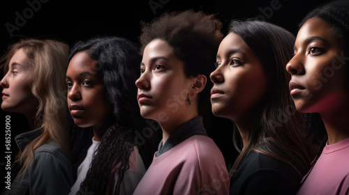 A fictional person, Girl Power, United in Strength: A Captivating Photo of Confident and Diverse Young Women, Generative AI