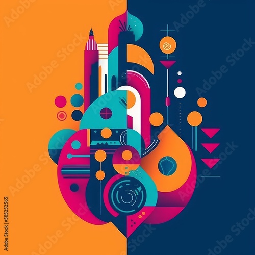 An abstract colorful logo design or icon with copy space. Generative AI.