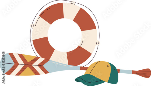 Oars, Lifebuoy and Baseball Cap