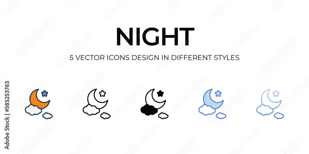 Night icon. Suitable for Web Page, Mobile App, UI, UX and GUI design. Night icon. Suitable for Web Page, Mobile App, UI, UX and GUI design.