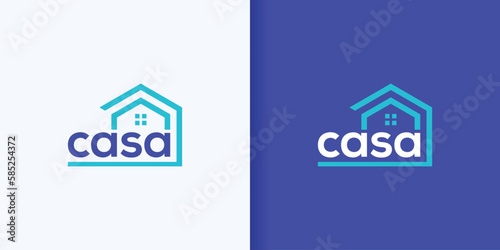 Building logo with modern line art design, design template
