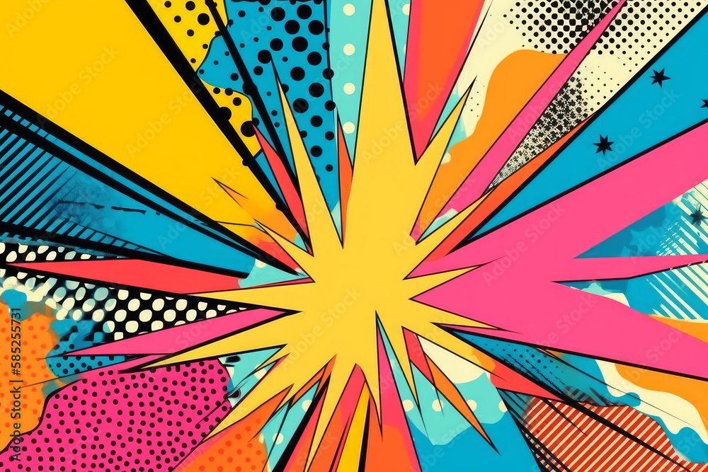 Vibrant and Playful Abstract Pop Art Background for Creative Projects,  Generative AI Stock Illustration