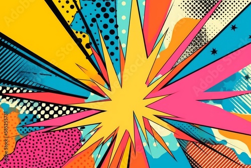 Vibrant and Playful Abstract Pop Art Background for Creative Projects, Generative AI photo