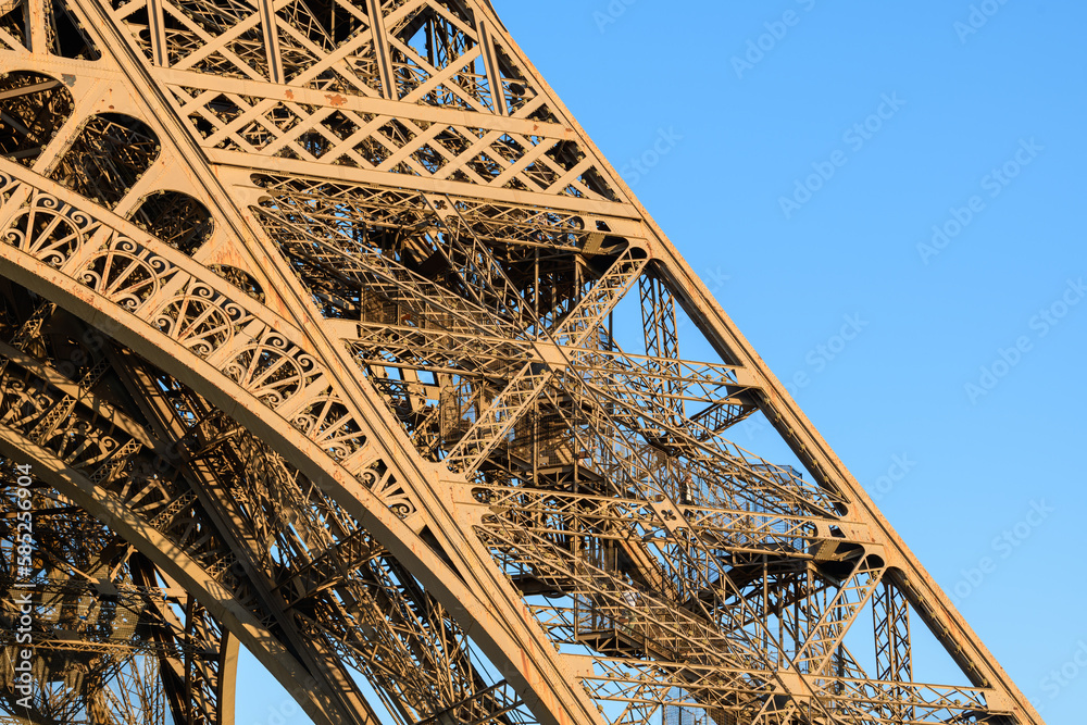 The Eiffel Tower , Europe, France, Ile de France, Paris, in summer, on a sunny day.