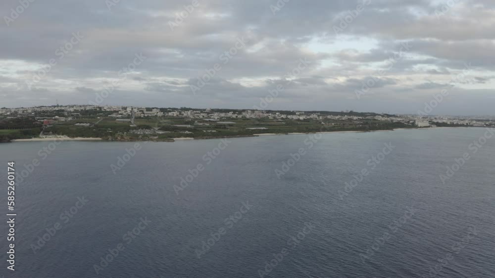 Take a picture of the coastal city with a drone Take a picture of the coastal city with a drone