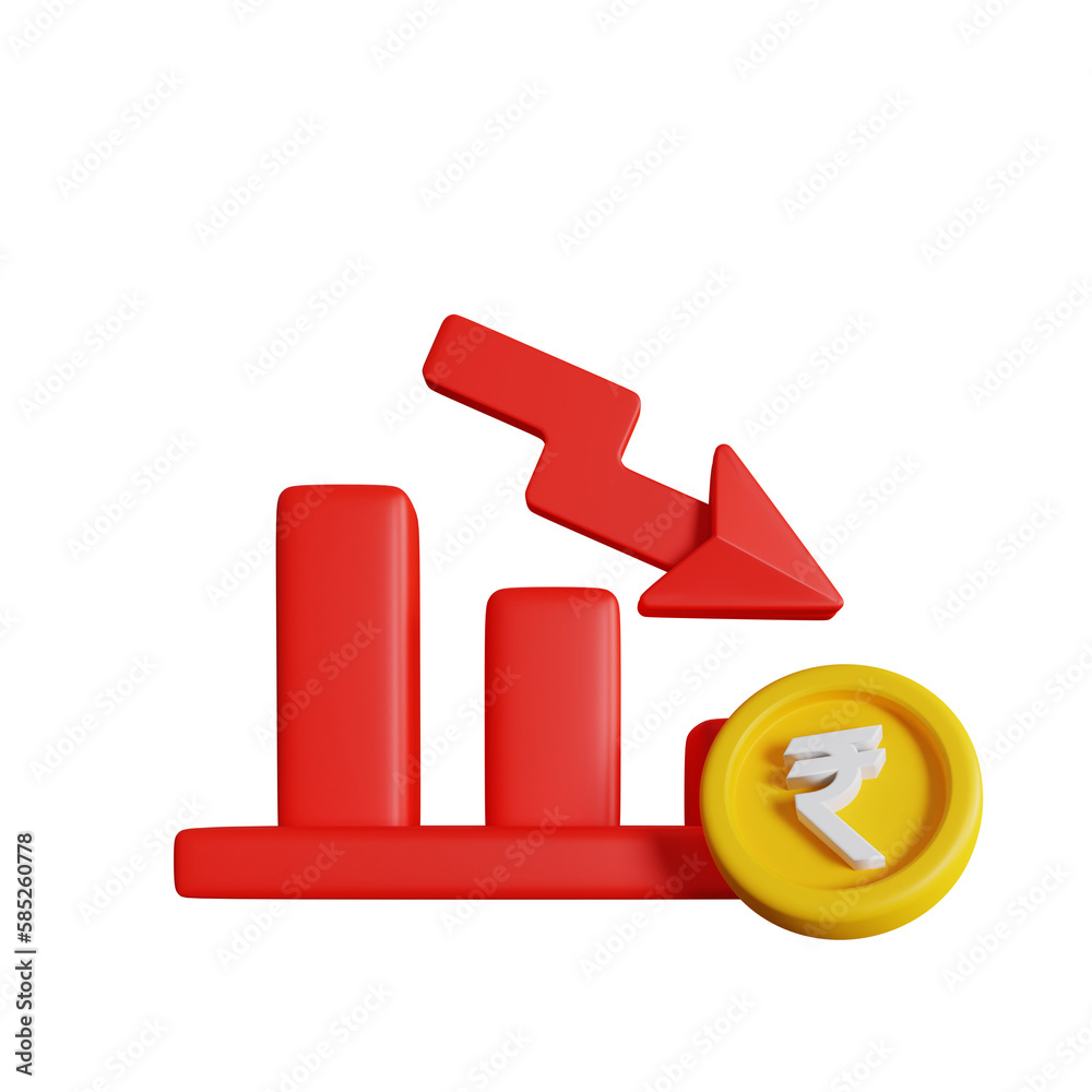 3d illustration of indian rupee currency bearish 3d illustration of indian rupee currency bearish