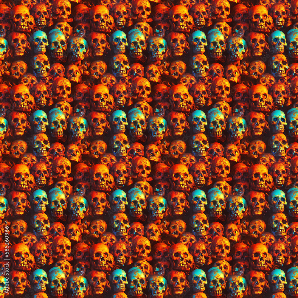 Skull seamless pattern, skull wallpaper, skeleton illustration