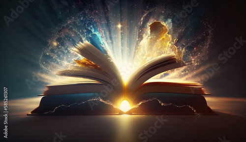 bright light coming out of an open book symbolizing Generative AI