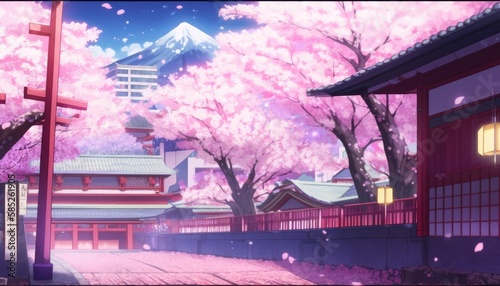 japanese traditional cherry blossoms anime wallpaper