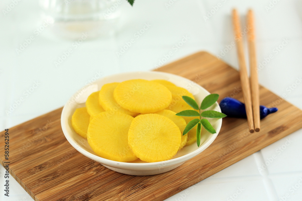 Takuan or Danmuji, Asian Side Dish Radish Takuan or Danmuji, Asian Side Dish Radish