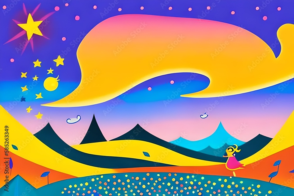 An emojis shooting star illustrated in a whimsical style Generative AI