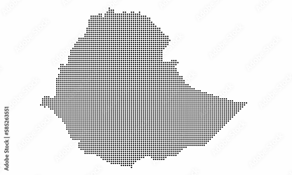 Ethiopia dotted map with grunge texture in dot style. Abstract vector illustration of a country map with halftone effect for infographic. 