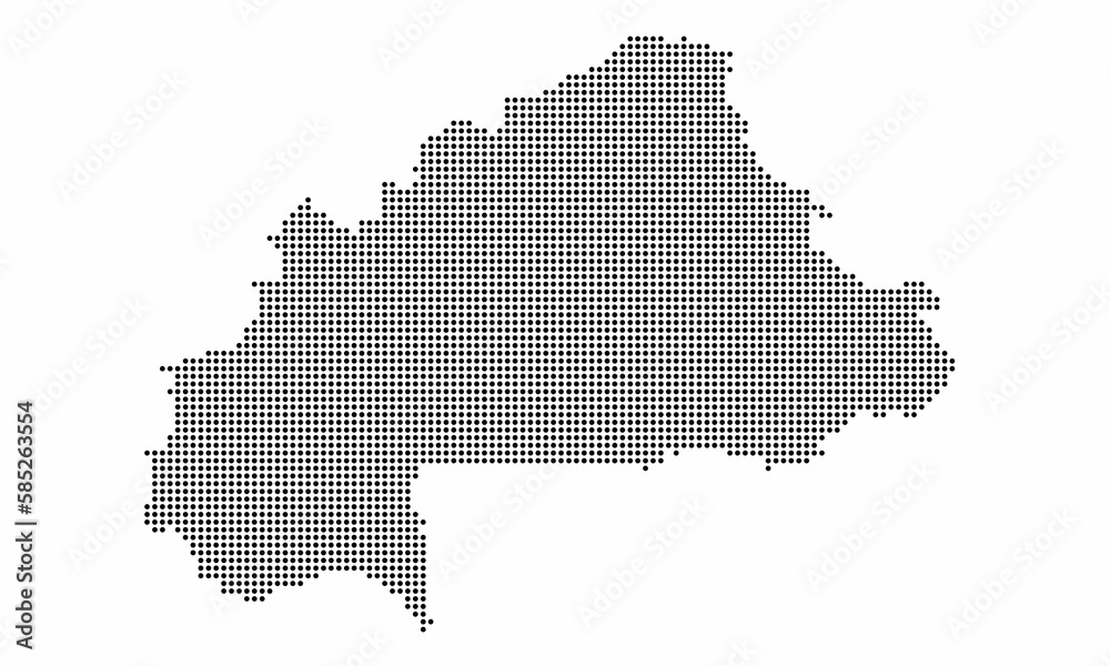 Burkina Faso dotted map with grunge texture in dot style. Abstract vector illustration of a country map with halftone effect for infographic. 