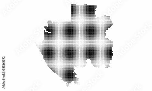 Gabon dotted map with grunge texture in dot style. Abstract vector illustration of a country map with halftone effect for infographic. 