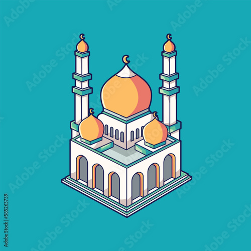 vector illustration elegant isometric mosque design photo