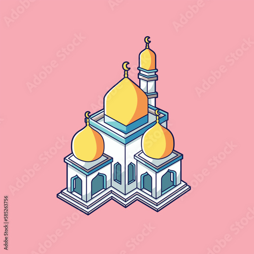 vector illustration elegant isometric mosque design photo