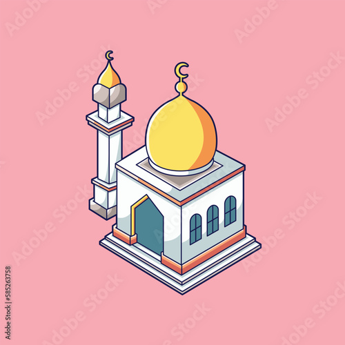 vector illustration elegant isometric mosque design photo