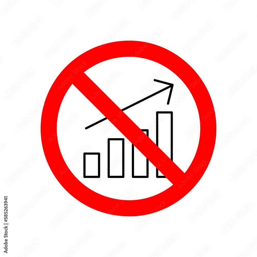 No Bar Chart icon. Illustration style is a flat iconic symbol inside red crossed circle on a white background..eps No Bar Chart icon. Illustration style is a flat iconic symbol inside red crossed circle on a white background..eps