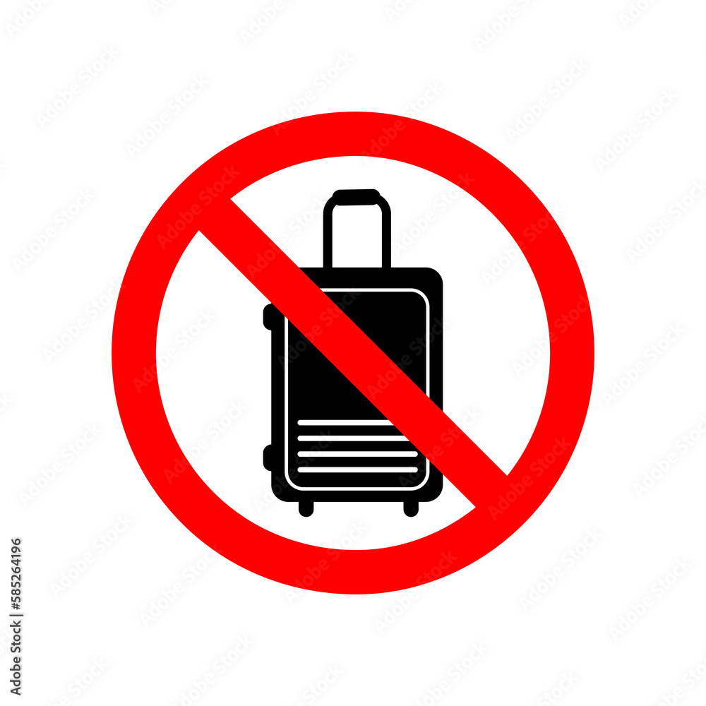 Stop or ban sign with baggage icon isolated on white background..eps Stop or ban sign with baggage icon isolated on white background..eps