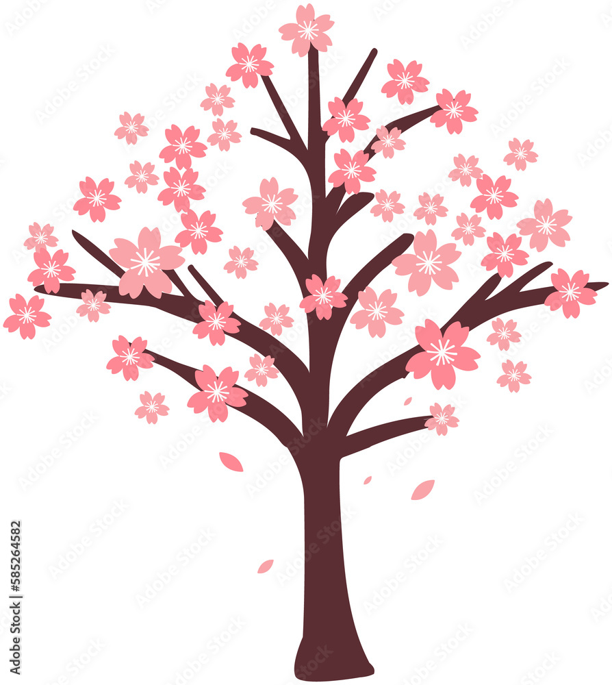 Fototapeta premium Cherry Blossom Tree Illustration