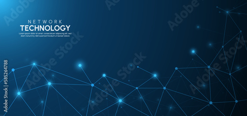 Abstract lines and dots connect background. Technology connection digital data and big data concept.