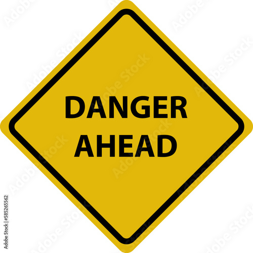 Wallpaper Mural shaped road sign with the words DANGER AHEAD flat illustration on white background..eps Torontodigital.ca