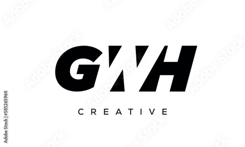 GWH letters negative space logo design. creative typography monogram vector 