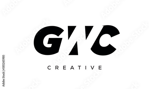 GWC letters negative space logo design. creative typography monogram vector	