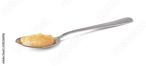 Spoon with caviar of capelin isolated on white background
