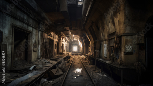 old abandoned train station generative ai © KWY