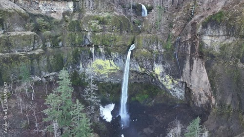 The beautiful Elowah Falls, flows out of a dramatic cliff on the Oregon side of the Columbia River Gorge. This magnificent natural wonder is just a 30 minute drive east of Portland. photo