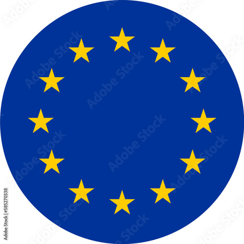 European union flag button on white background