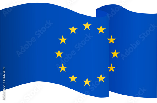 European union flag wave isolated on png or transparent background