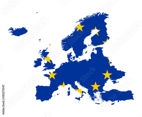 European union flag on map on transparent background