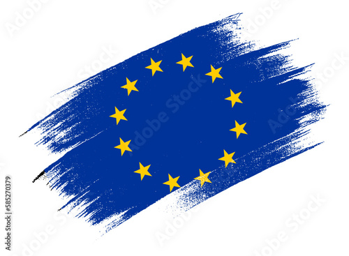European union flag with brush paint textured isolated on png background