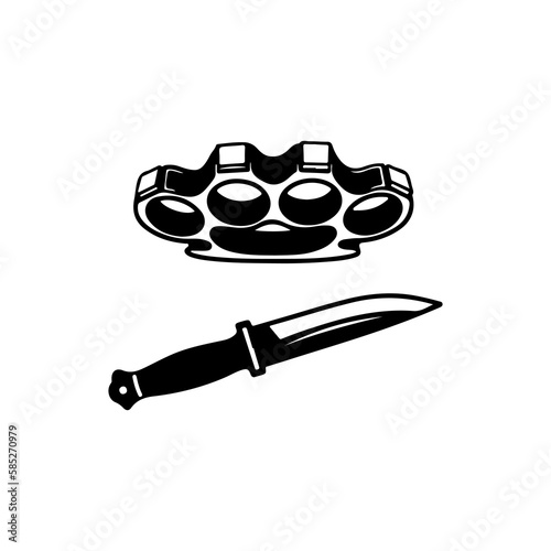 vector illustration of brass knuckle and knife
