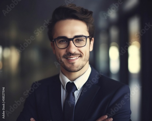 Portrait of a smiling businessman. Created with Generative AI