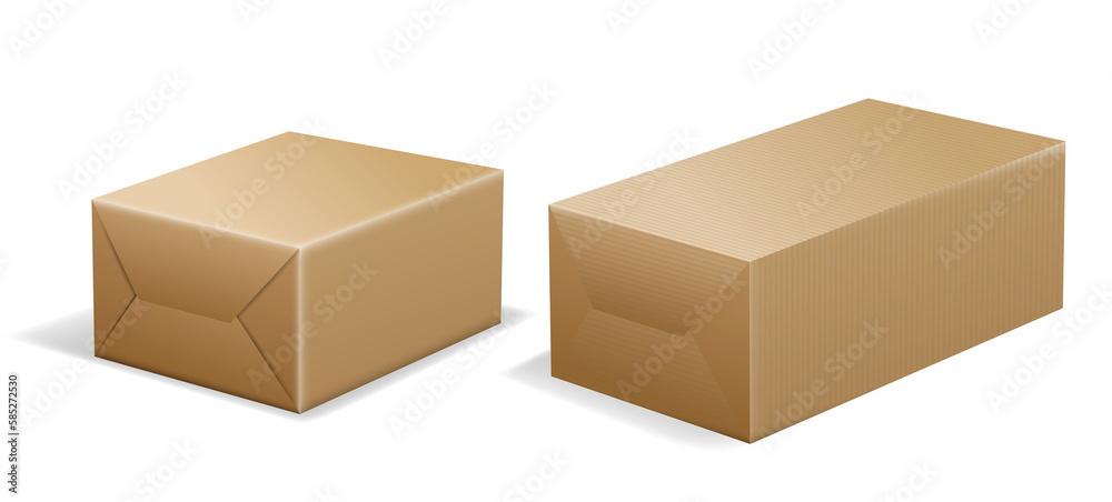 realistic parcel box wrapped in brown paper - 3d illustration realistic parcel box wrapped in brown paper - 3d illustration