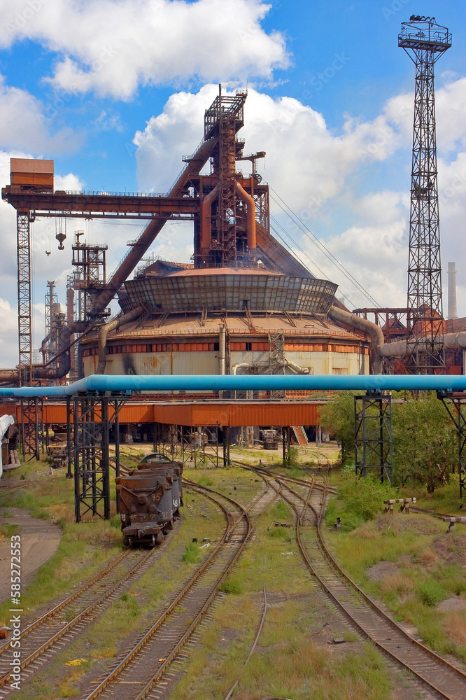 A huge blast furnace at a steelworks.