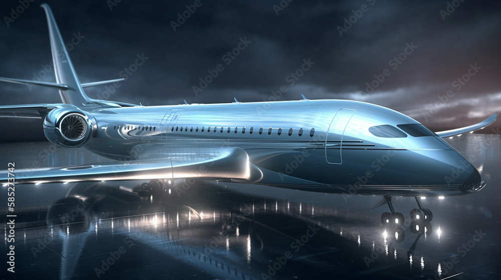 Commercial airplane flying above clouds in the blue sky.generative ai Commercial airplane flying above clouds in the blue sky.generative ai