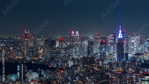 Canvas Print Tokyo Shinjyuku area panoramic view at night.