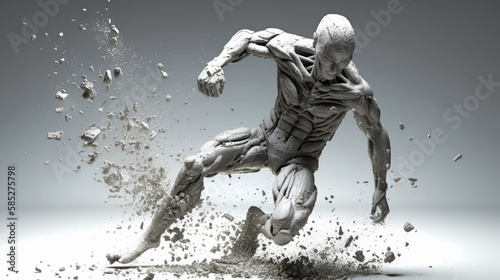 Athletic Man Running with a Splash of Dust .generative ai