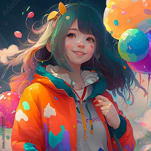The watercolor girl, generated by artificial intelligence