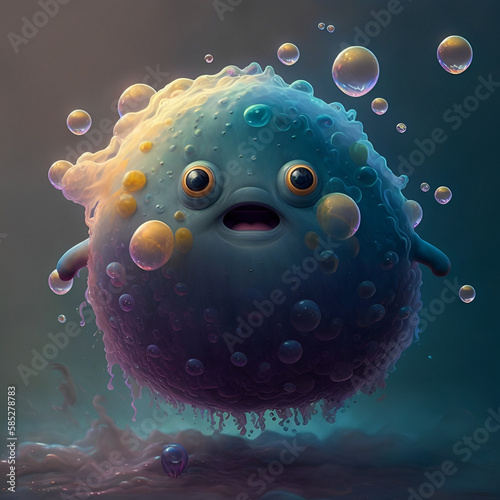 The blue bubble, generated by artificial intelligence