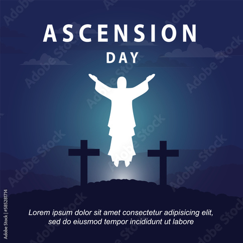 happy ascension day jesus with Jesus Statue symbol illustration in the middle
