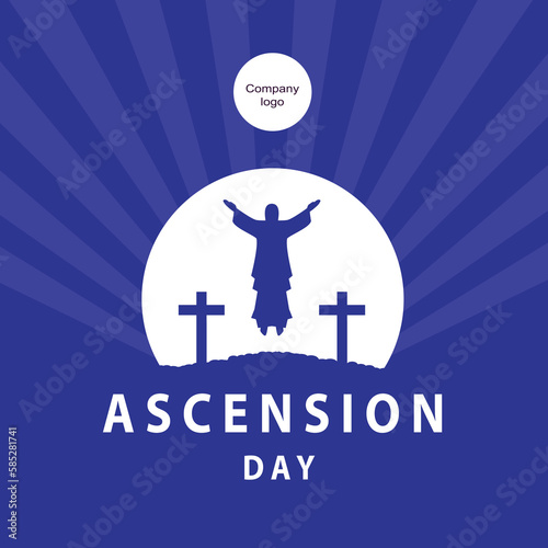 happy ascension day simple jesus with jesus statue symbol illustration and thin line on back