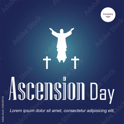 simple congratulations on jesus ascension day with Jesus Statue Symbol ilustration and text